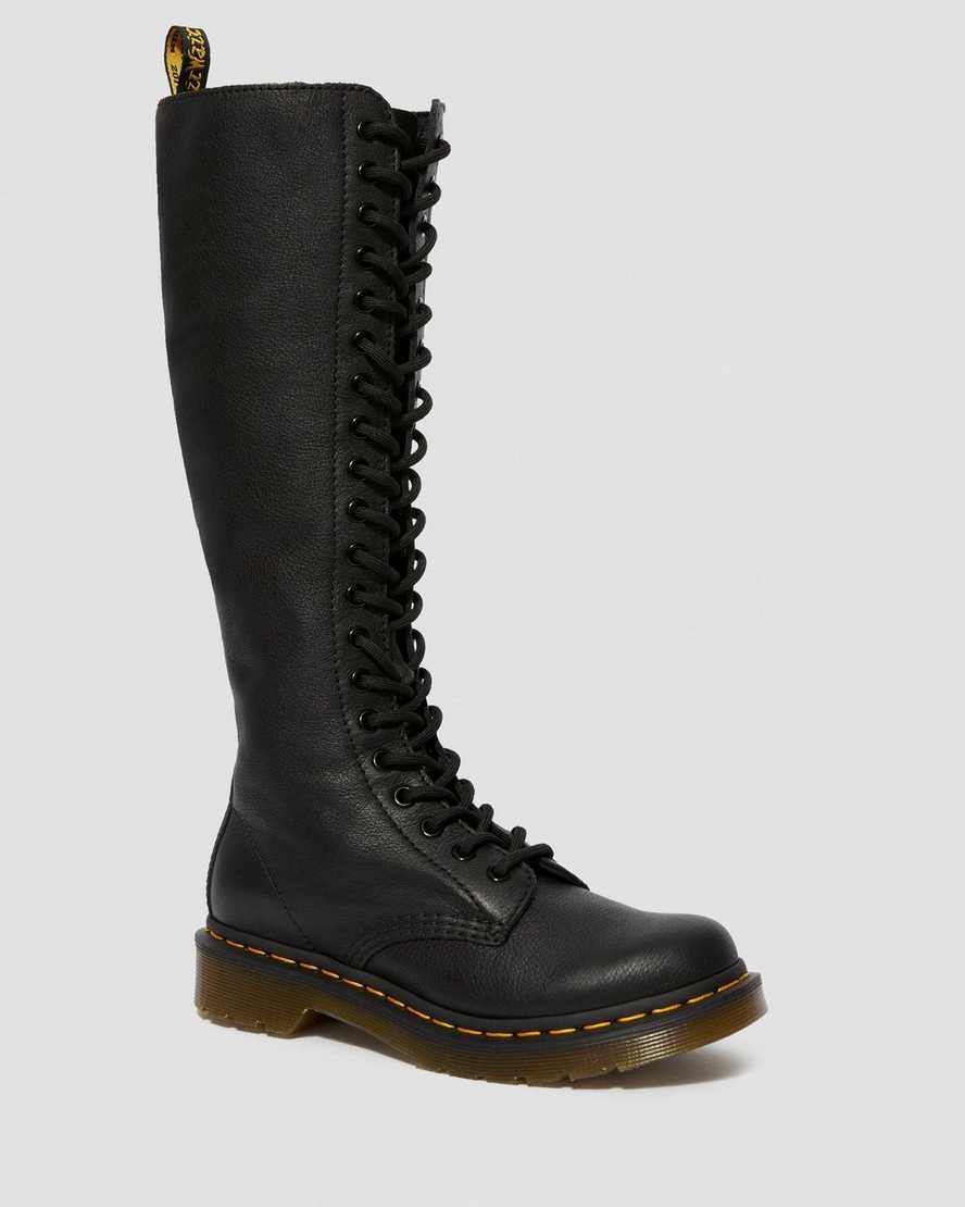 Dr Martens 1B60 Virginia Leather Women\'s Lace Up Boots Black Virginia | VEMDRA562