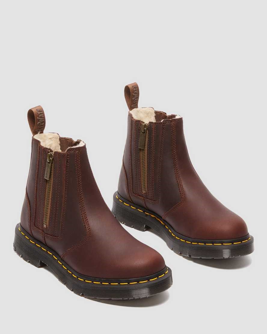 Dr Martens 2976 DM's Wintergrip Women's Zip Up Boots Brown Snowplow | XJTGEP573