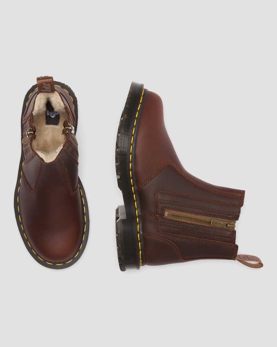 Dr Martens 2976 DM's Wintergrip Zip Women's Chelsea Boots Brown Snowplow | OLRBJG496