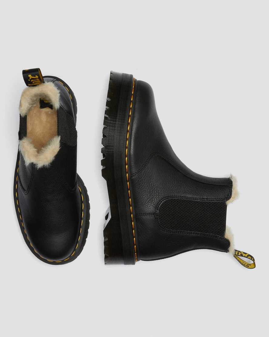 Dr Martens 2976 Faux Fur Lined Platform Men's Chelsea Boots Black Pisa | TBCSDA478