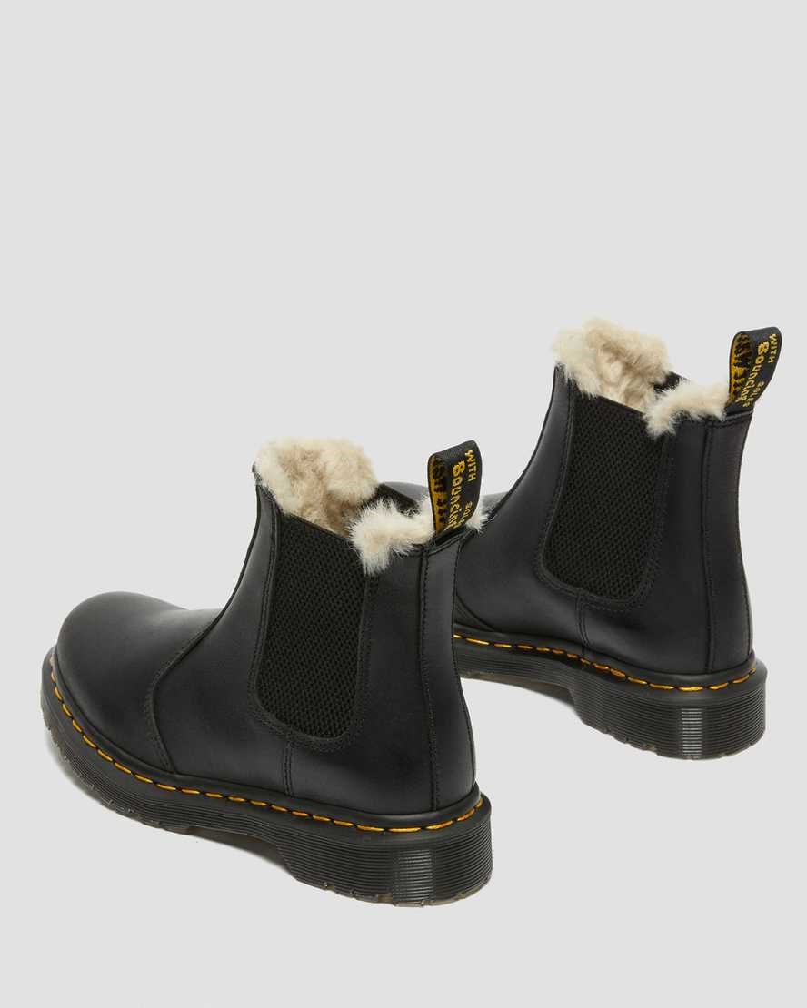 Dr Martens 2976 Faux Fur Lined Women's Chelsea Boots Black Burnished Wyoming | YRXOGI289