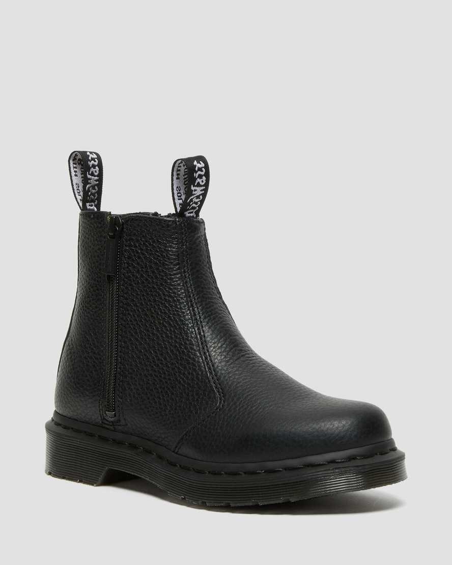 Dr Martens 2976 Leather Men's Zip Up Boots Black Milled Nappa Leather | OXRJAU017