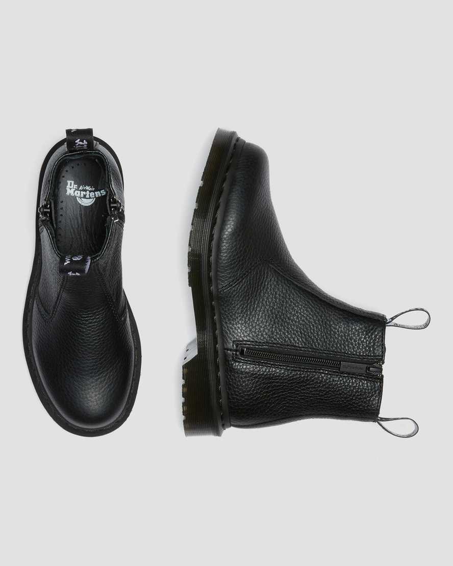 Dr Martens 2976 Leather Men's Zip Up Boots Black Milled Nappa Leather | OXRJAU017