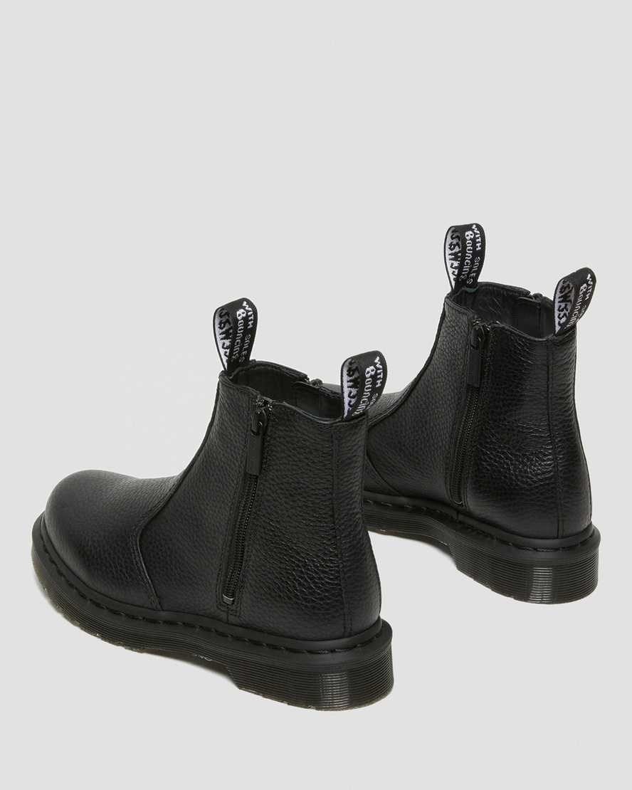 Dr Martens 2976 Leather Women's Zip Up Boots Black Milled Nappa Leather | RJBUDP435