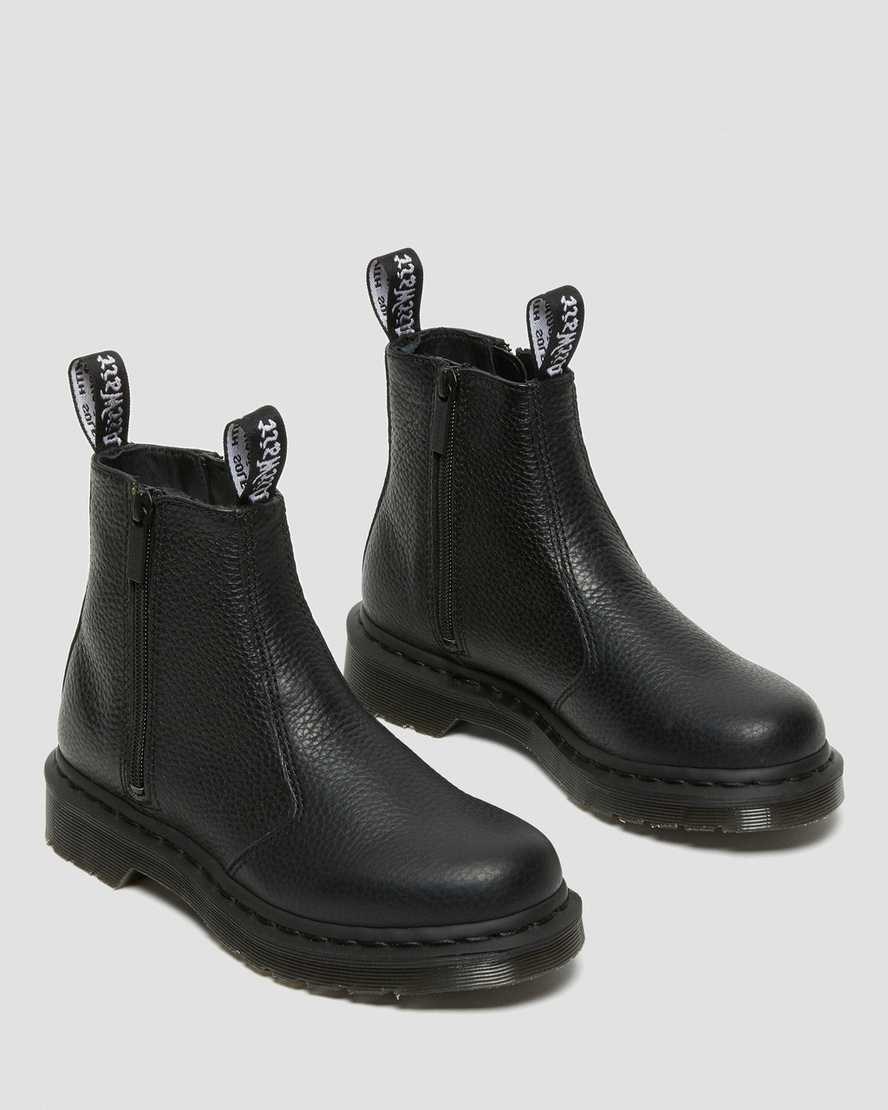 Dr Martens 2976 Leather Women's Zip Up Boots Black Milled Nappa Leather | RJBUDP435