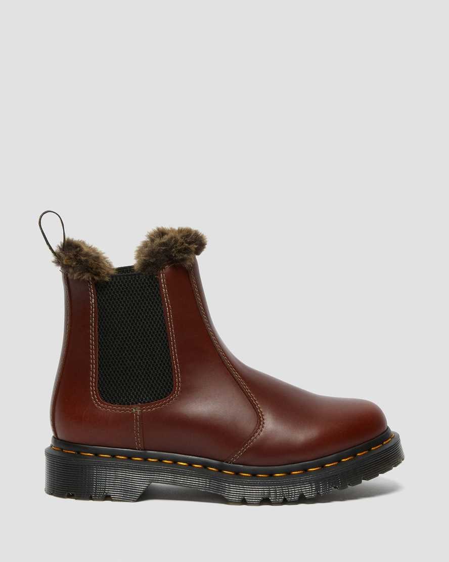 Dr Martens 2976 Leonore Faux Fur Lined Women's Chelsea Boots Brown Abruzzo Wp | DMKSQW198