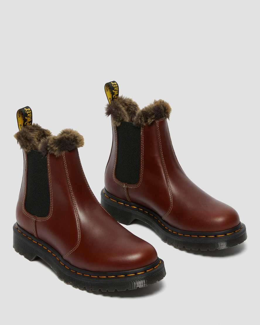 Dr Martens 2976 Leonore Faux Fur Lined Women's Chelsea Boots Brown Abruzzo Wp | DMKSQW198