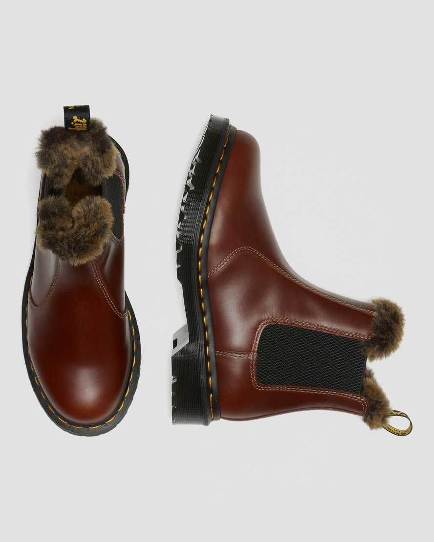 Dr Martens 2976 Leonore Faux Fur Lined Women's Chelsea Boots Brown Abruzzo Wp | DMKSQW198