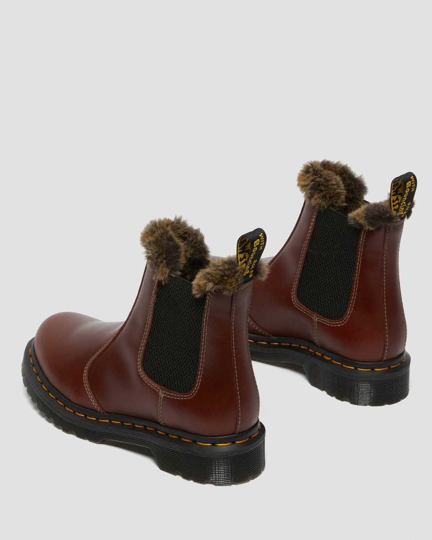 Dr Martens 2976 Leonore Faux Fur Lined Women's Chelsea Boots Brown Abruzzo Wp | DMKSQW198