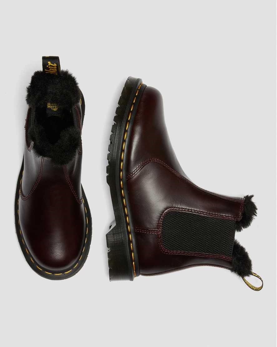 Dr Martens 2976 Leonore Faux Fur Lined Women's Ankle Boots Oxblood Atlas | DQPEMF583