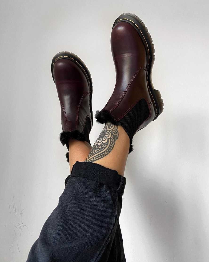 Dr Martens 2976 Leonore Faux Fur Lined Women's Ankle Boots Oxblood Atlas | DQPEMF583