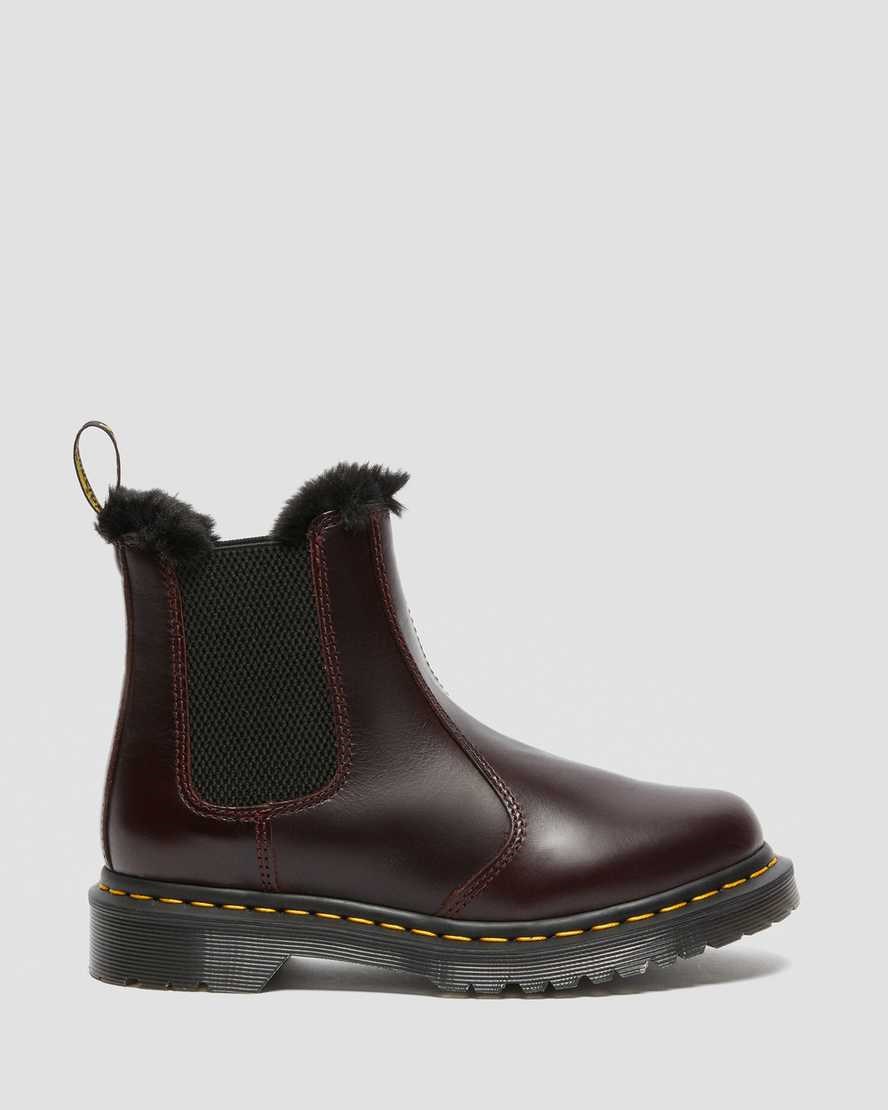 Dr Martens 2976 Leonore Faux Fur Lined Women's Ankle Boots Oxblood Atlas | DQPEMF583