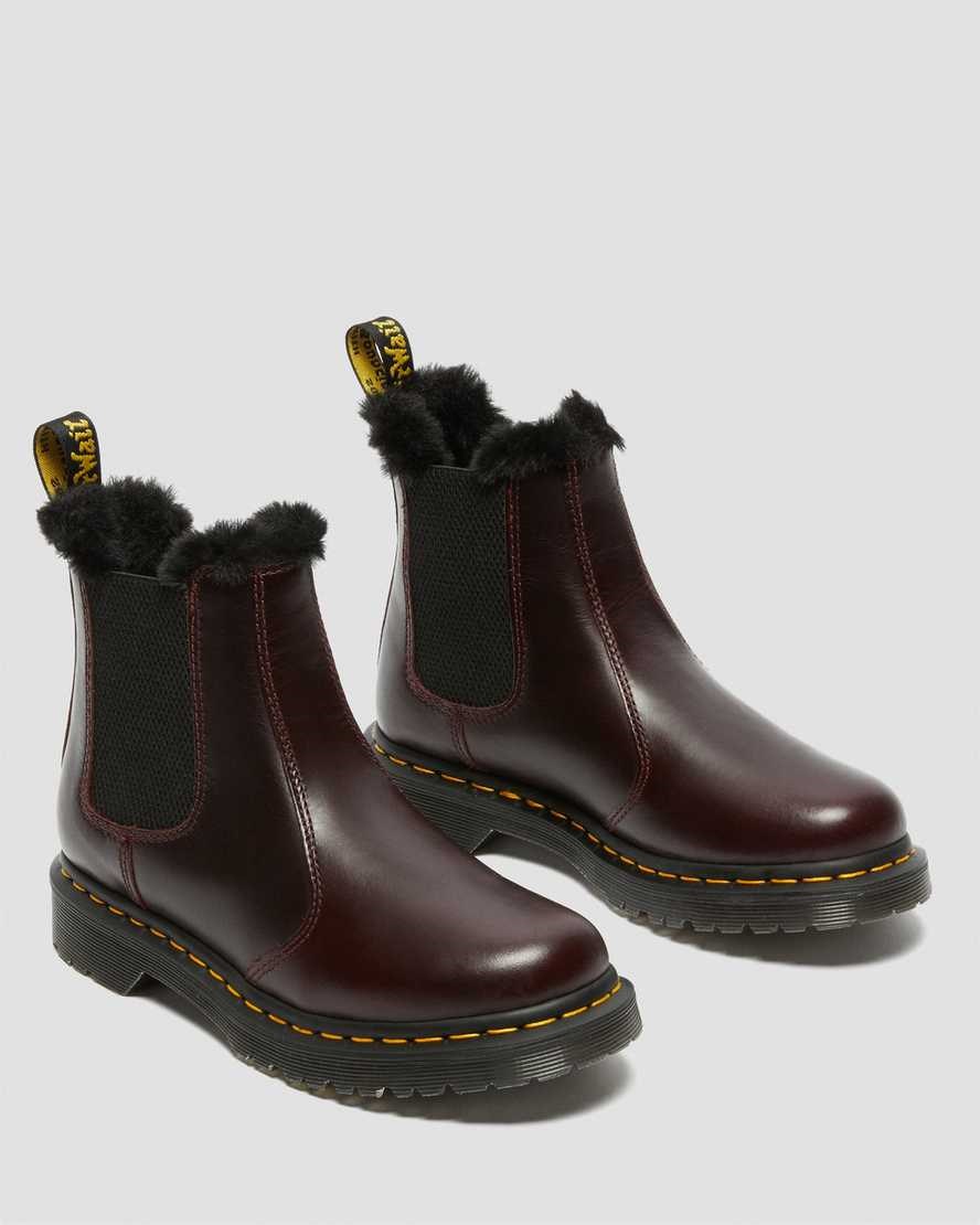 Dr Martens 2976 Leonore Faux Fur Lined Women's Ankle Boots Oxblood Atlas | DQPEMF583