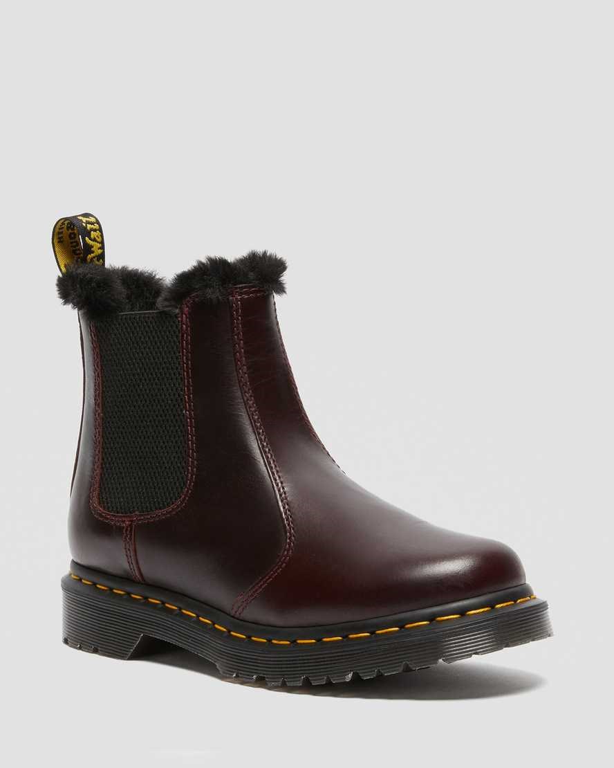 Dr Martens 2976 Leonore Faux Fur Lined Women\'s Ankle Boots Oxblood Atlas | DQPEMF583