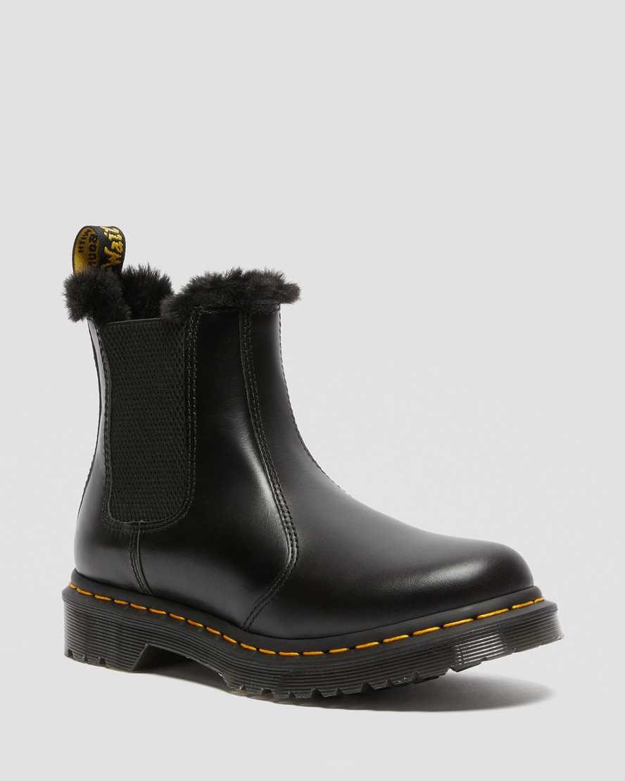 Dr Martens 2976 Leonore Faux Fur Lined Women's Chelsea Boots Dark Grey Atlas | LOUZEM608