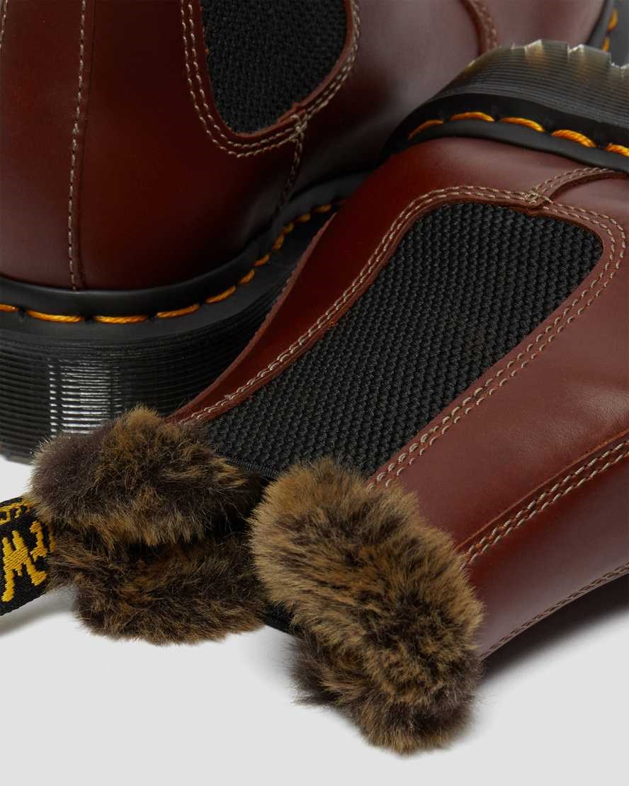 Dr Martens 2976 Leonore Faux Fur Lined Women's Ankle Boots Brown Abruzzo Wp | LZOVWR106