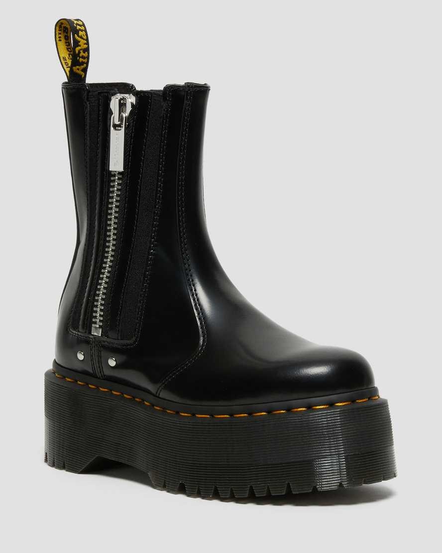 Dr Martens 2976 Max Leather Platform Men's Zip Up Boots Black Buttero Leather | YJZQWK042