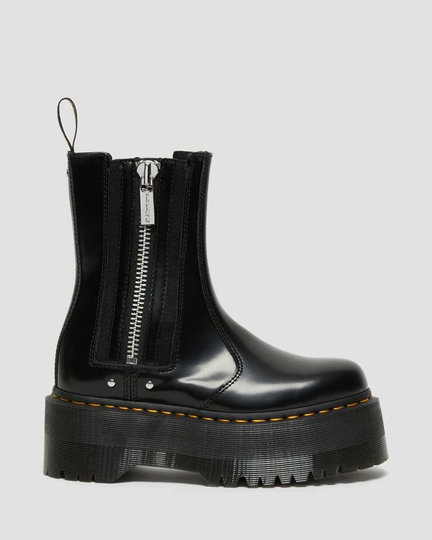 Dr Martens 2976 Max Leather Platform Men's Zip Up Boots Black Buttero Leather | YJZQWK042