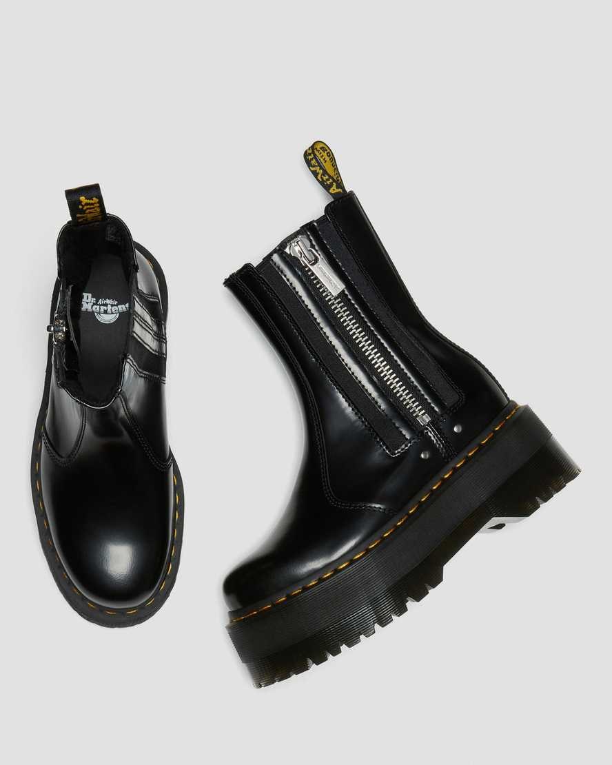 Dr Martens 2976 Max Leather Platform Men's Zip Up Boots Black Buttero Leather | YJZQWK042