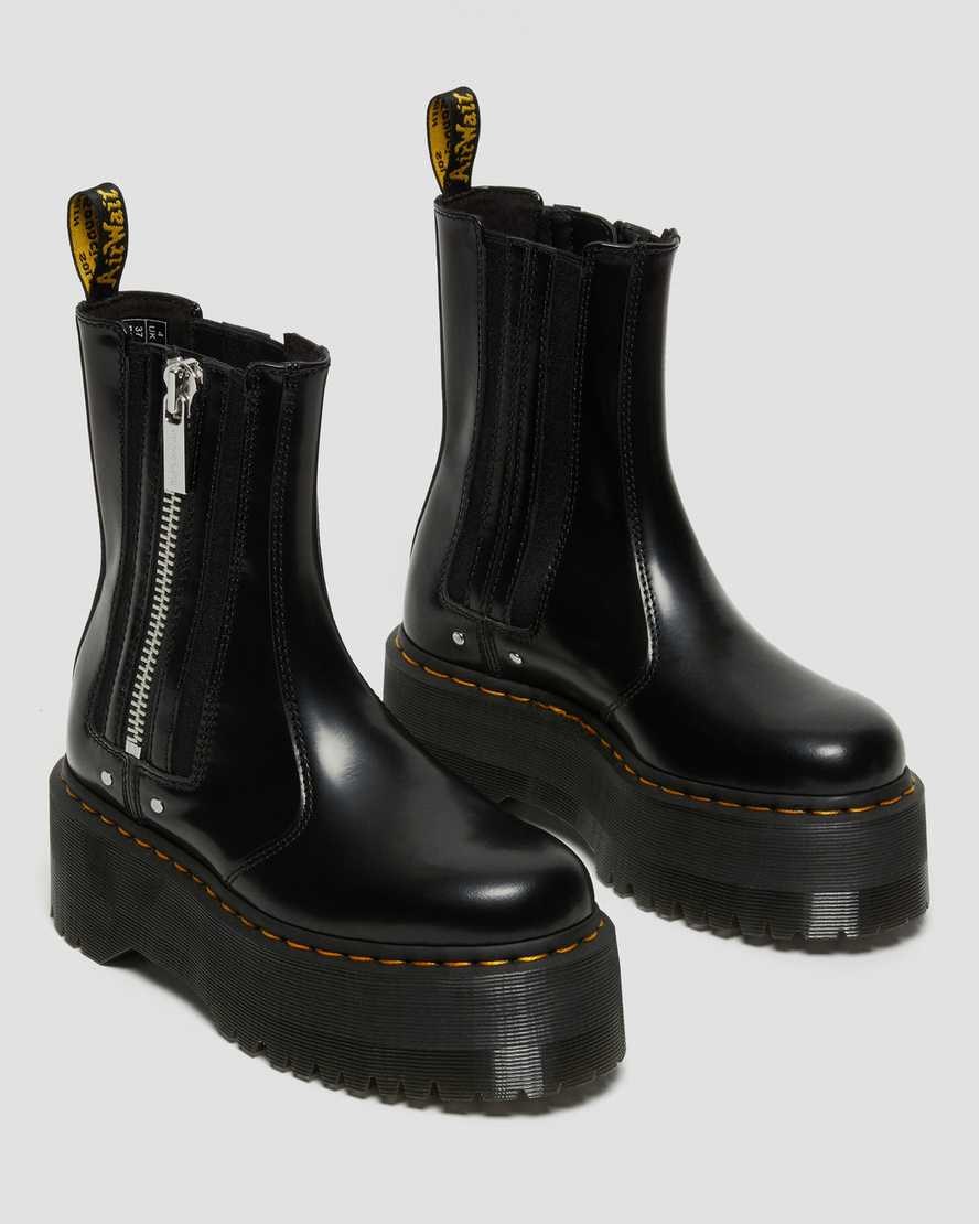 Dr Martens 2976 Max Leather Platform Men's Zip Up Boots Black Buttero Leather | YJZQWK042