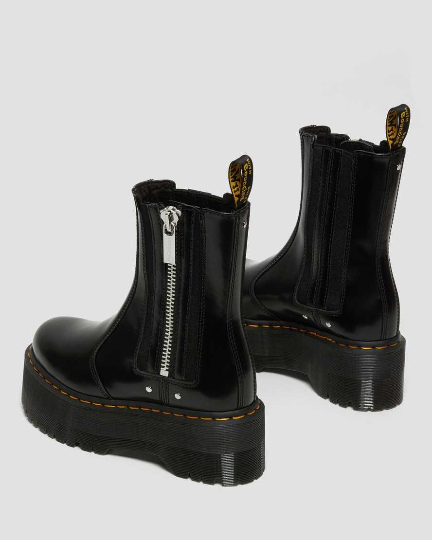 Dr Martens 2976 Max Leather Platform Women's Zip Up Boots Black Buttero Leather | ZTSLCN936