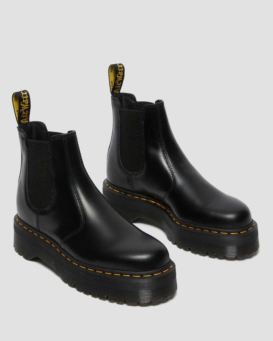 Dr Martens 2976 Polished Smooth Platform Men's Ankle Boots Black Polished Smooth | LFICHK078