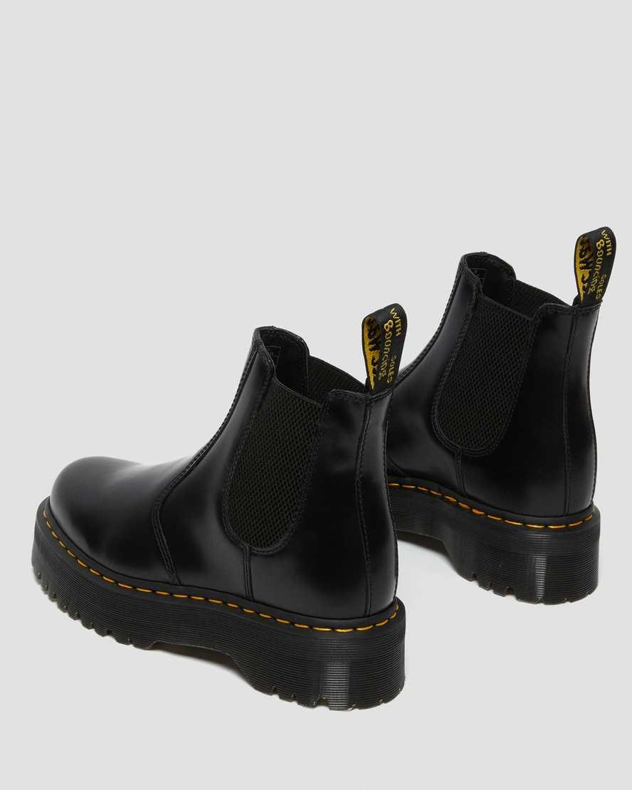 Dr Martens 2976 Polished Smooth Platform Men's Chelsea Boots Black Polished Smooth | LKTZVW570