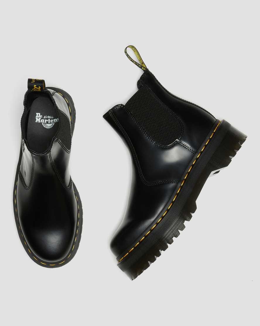 Dr Martens 2976 Polished Smooth Platform Women's Chelsea Boots Black Polished Smooth | VZCGOT795