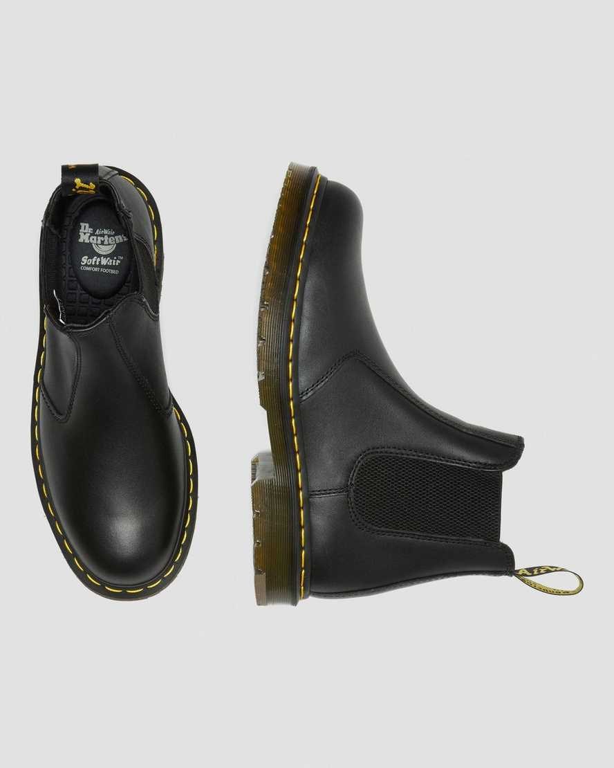 Dr Martens 2976 Slip Resistant Leather Men's Ankle Boots Black Industrial Full Grain | ZRHAED298