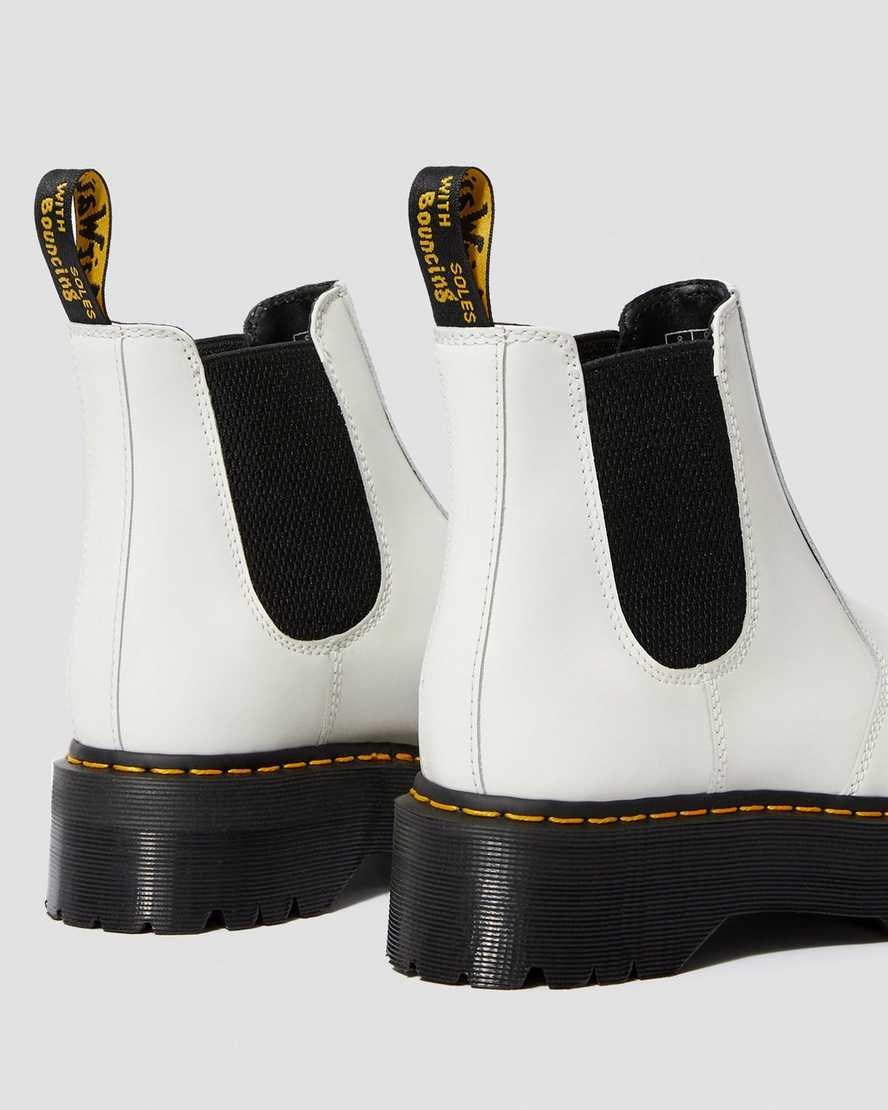 Dr Martens 2976 Smooth Leather Platform Women's Chelsea Boots White Smooth Leather | BYEIDW972