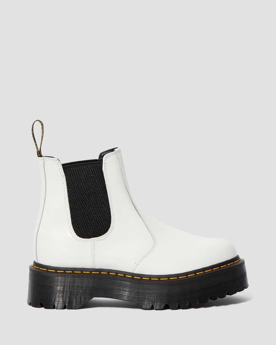 Dr Martens 2976 Smooth Leather Platform Women's Chelsea Boots White Smooth Leather | BYEIDW972