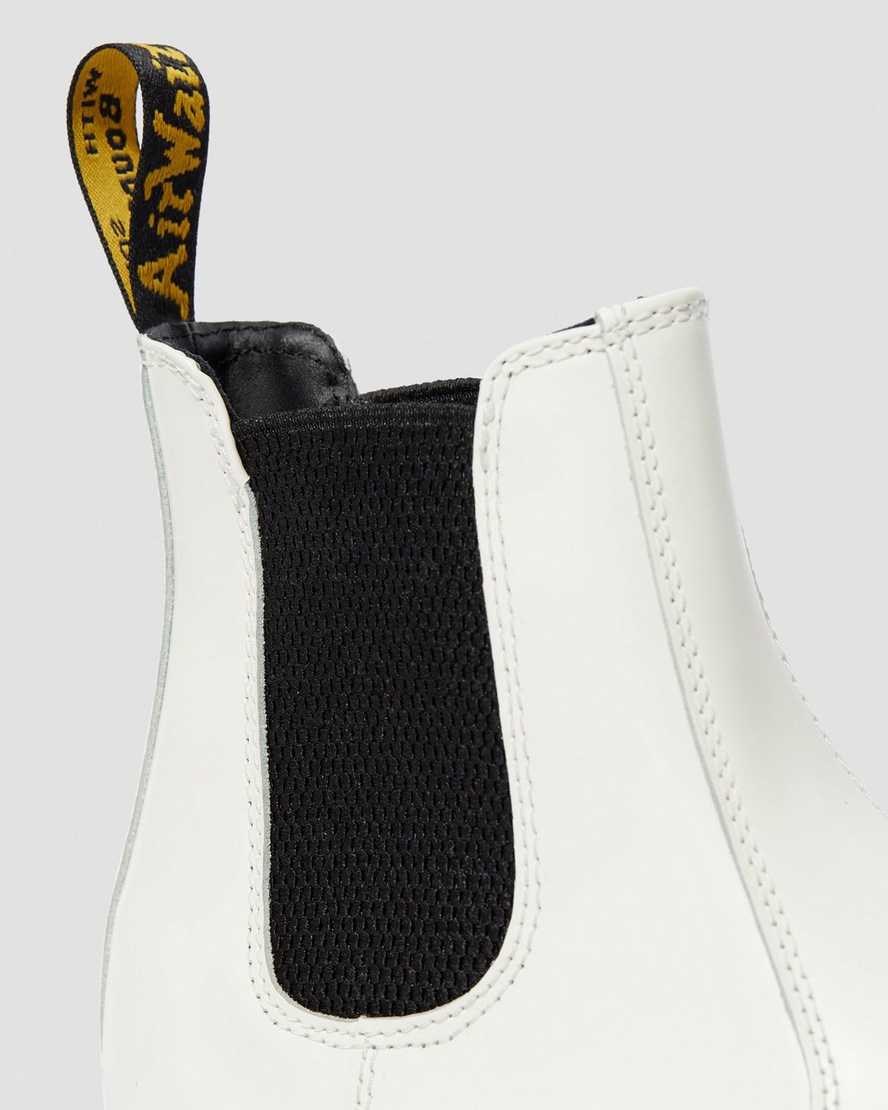 Dr Martens 2976 Smooth Leather Platform Women's Chelsea Boots White Smooth Leather | BYEIDW972