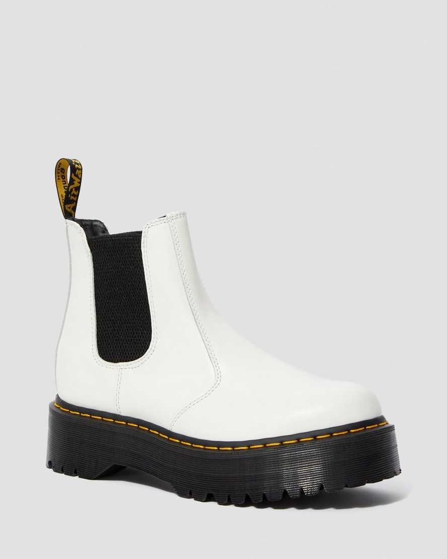 Dr Martens 2976 Smooth Leather Platform Women\'s Chelsea Boots White Smooth Leather | BYEIDW972