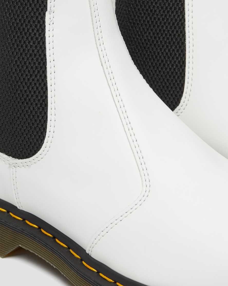 Dr Martens 2976 Yellow Stitch Smooth Leather Women's Chelsea Boots White Smooth Leather | HLSEPB385