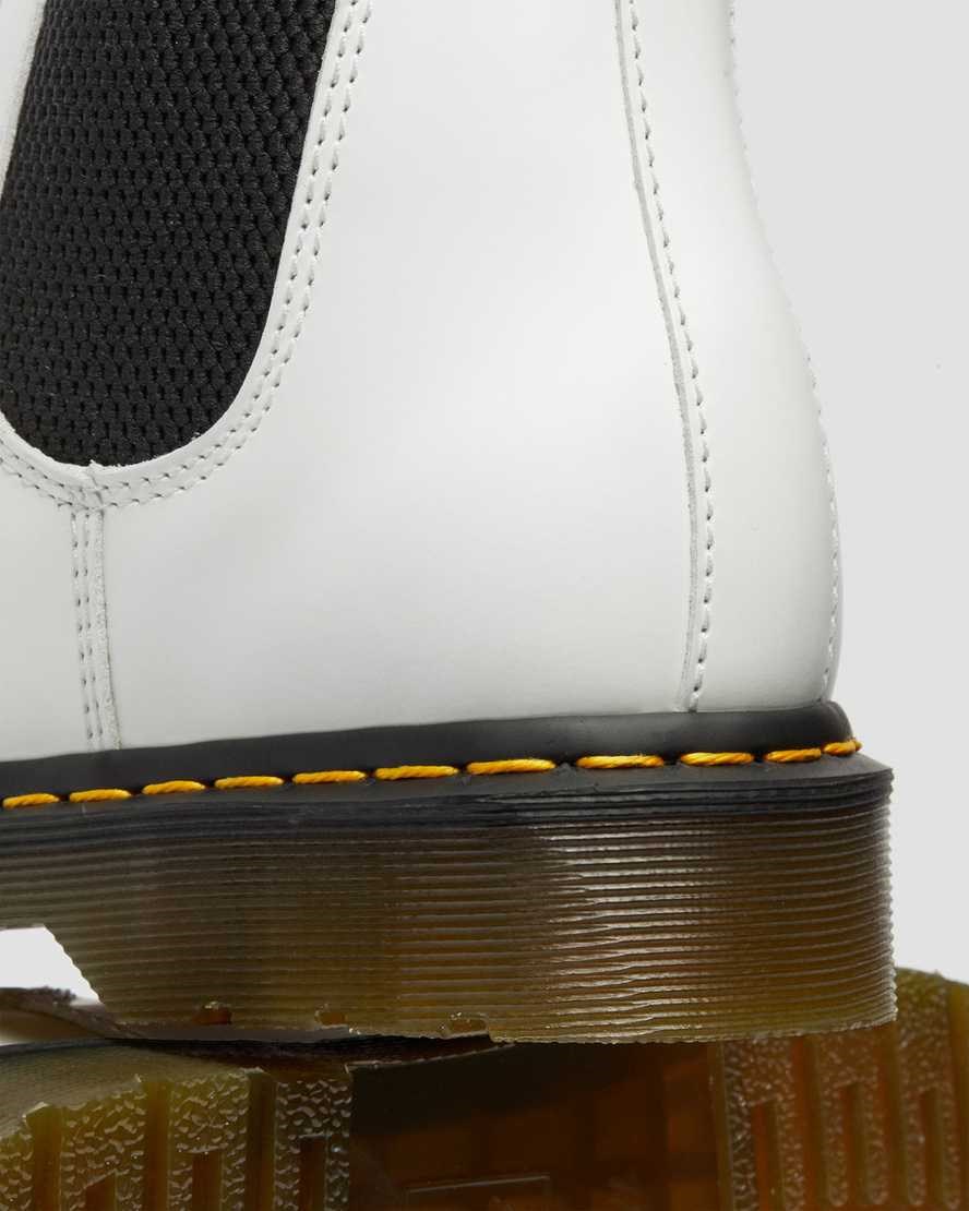 Dr Martens 2976 Yellow Stitch Smooth Leather Men's Ankle Boots White Smooth Leather | OIJKAR069