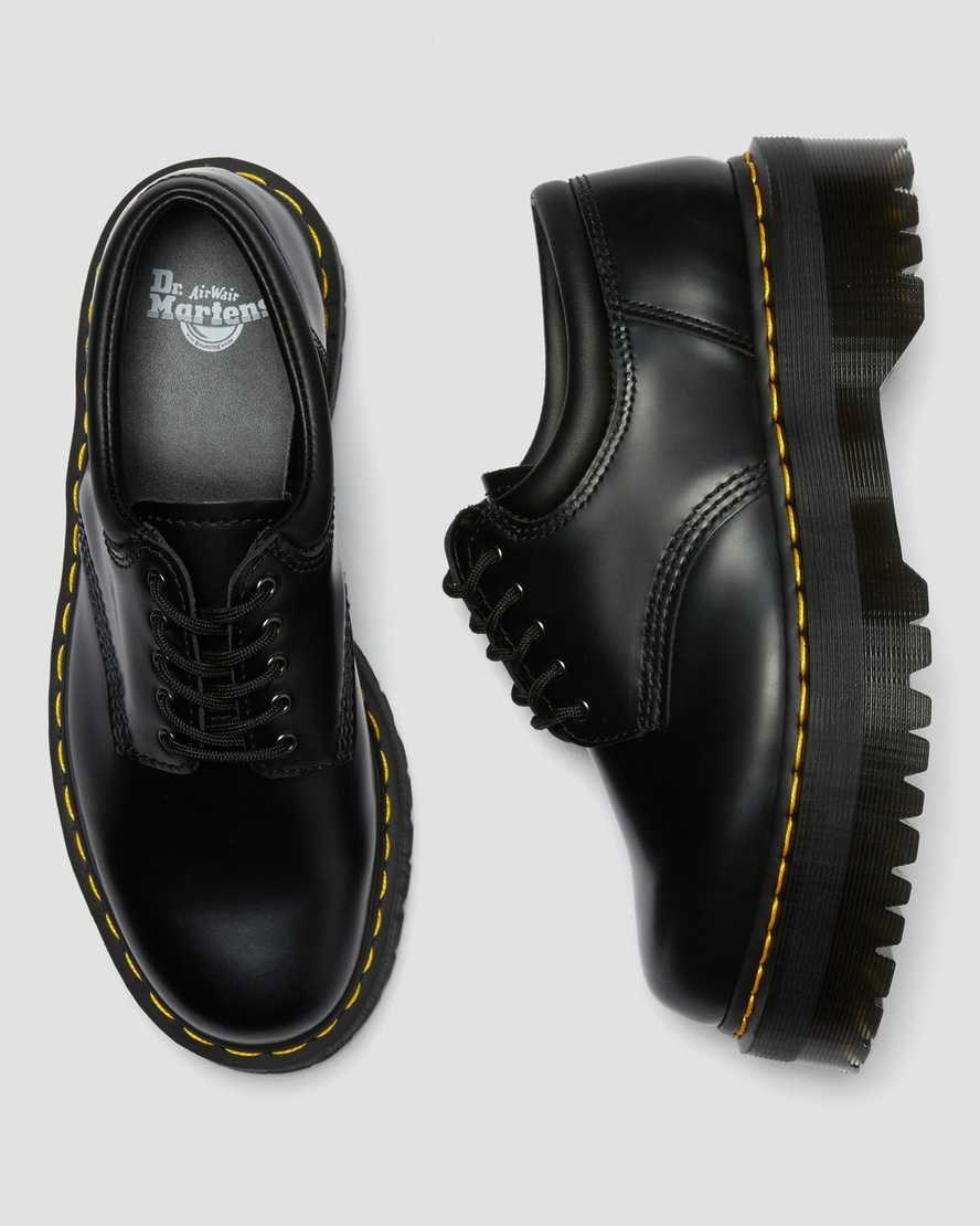 Dr Martens 8053 Leather Platform Men's Oxford Shoes Black Polished Smooth | CZJYRI428