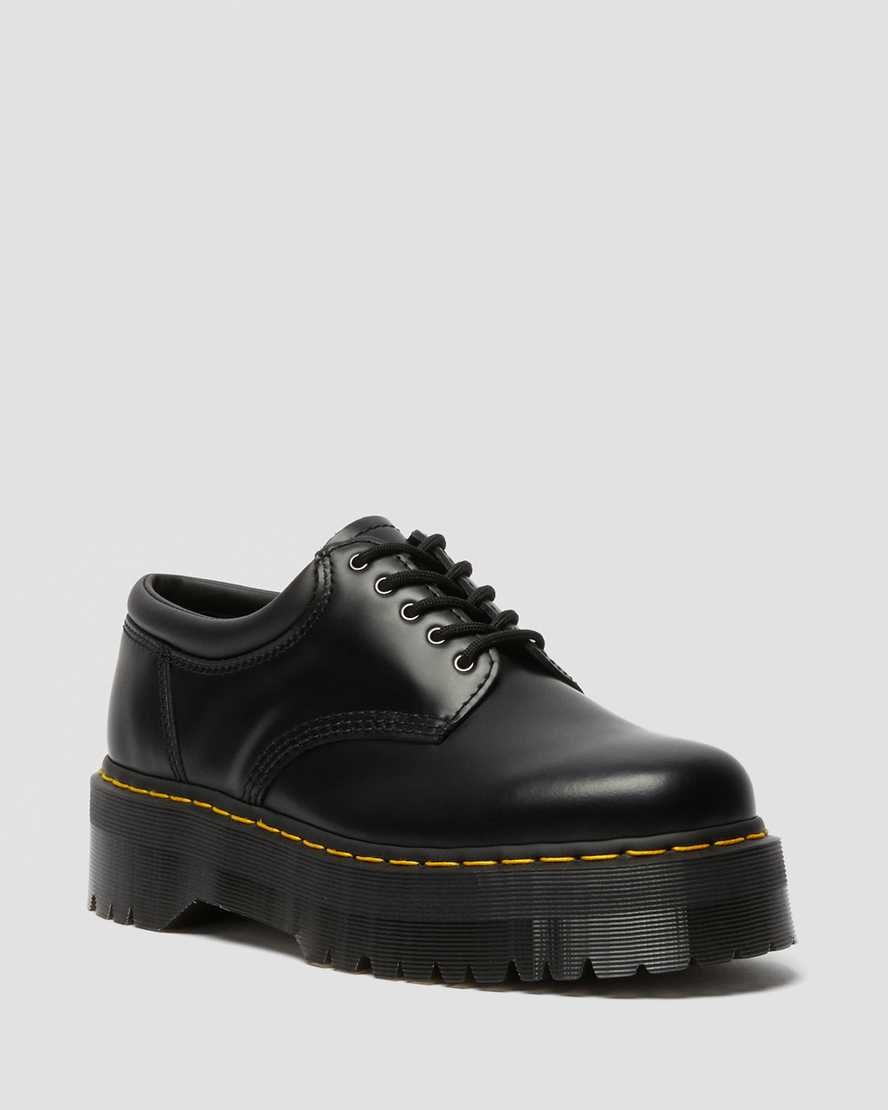 Dr Martens 8053 Leather Platform Men's Oxford Shoes Black Polished Smooth | CZJYRI428