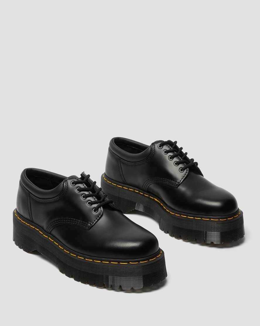 Dr Martens 8053 Leather Platform Men's Oxford Shoes Black Polished Smooth | CZJYRI428