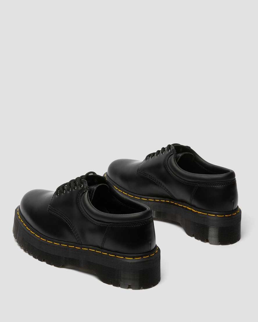 Dr Martens 8053 Leather Platform Men's Oxford Shoes Black Polished Smooth | CZJYRI428