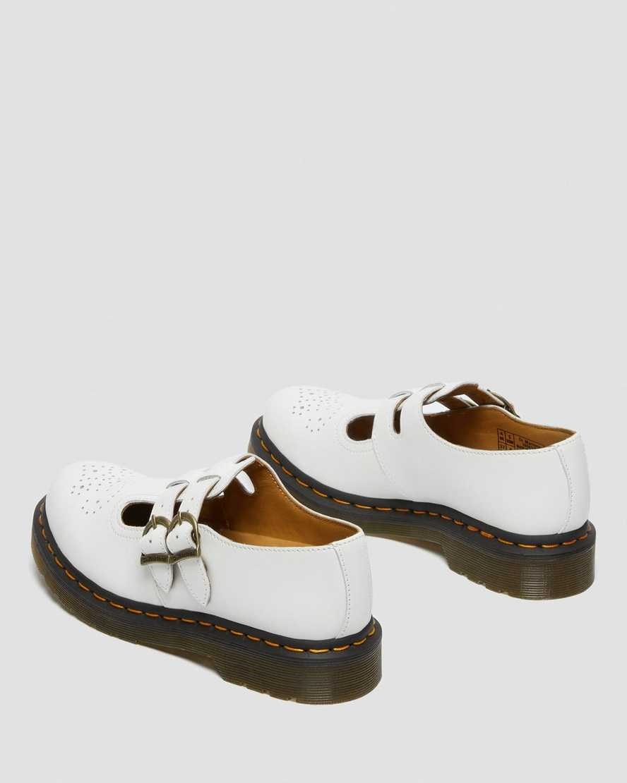 Dr Martens 8065 Smooth Leather Women's Mary Jane Shoes White Smooth Leather | NJUBCQ590