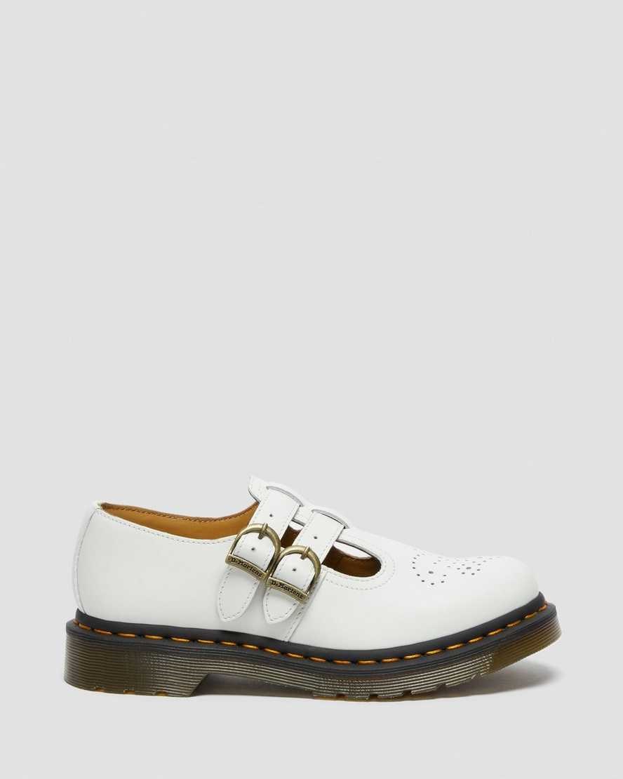 Dr Martens 8065 Smooth Leather Women's Mary Jane Shoes White Smooth Leather | NJUBCQ590