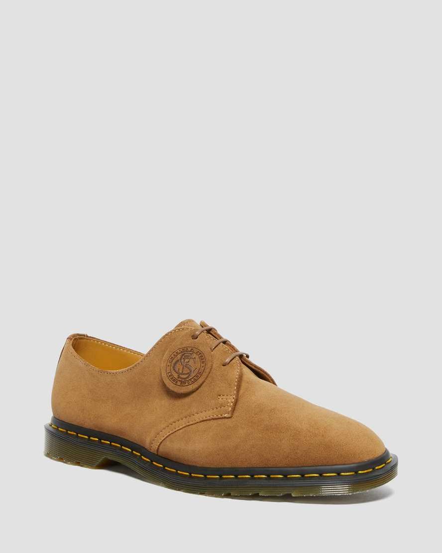 Dr Martens Archie II Made in England Suede Men's Oxford Shoes Dark Tan Repello Calf Suede | DFNUMB820