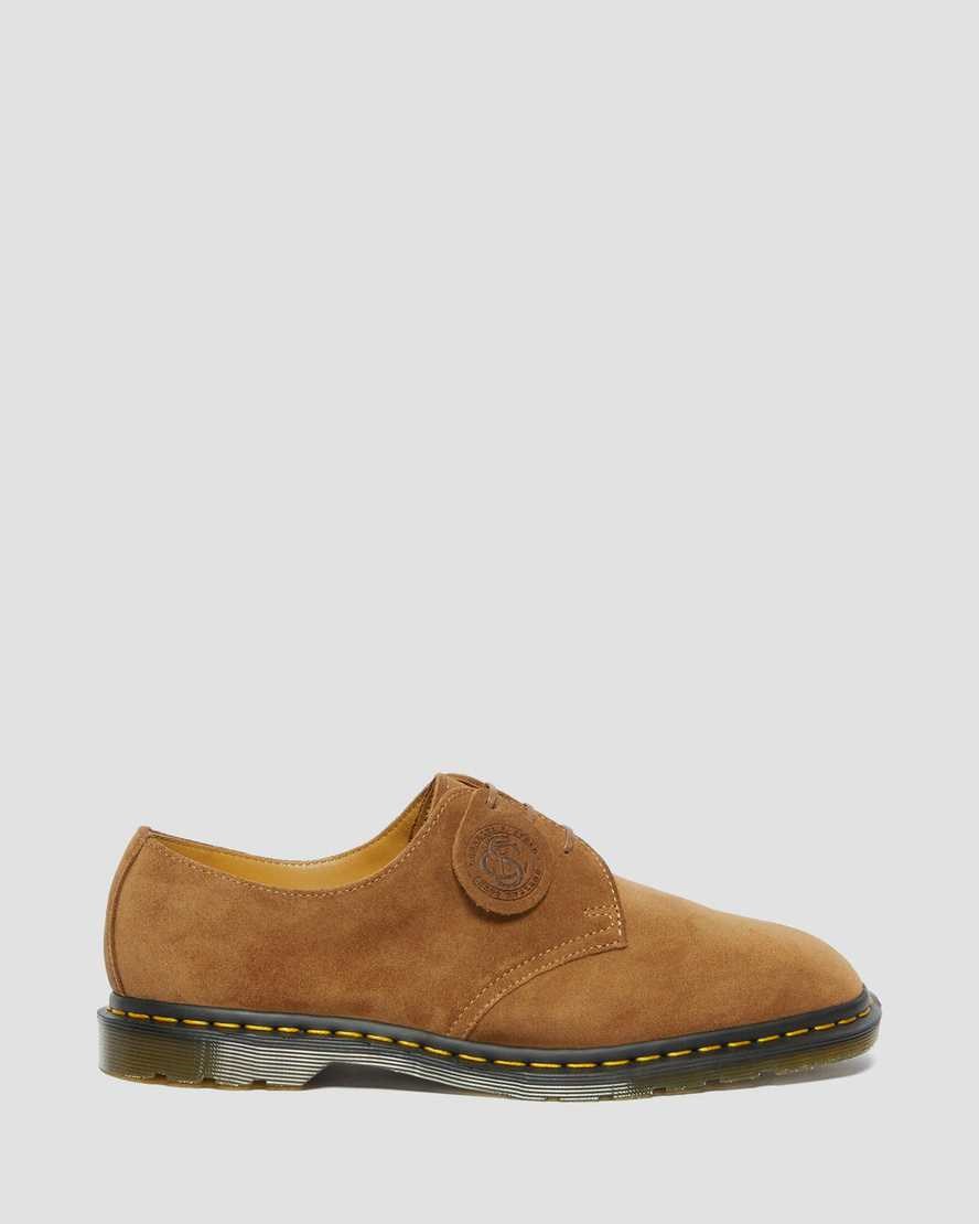 Dr Martens Archie II Made in England Suede Men's Oxford Shoes Dark Tan Repello Calf Suede | DFNUMB820