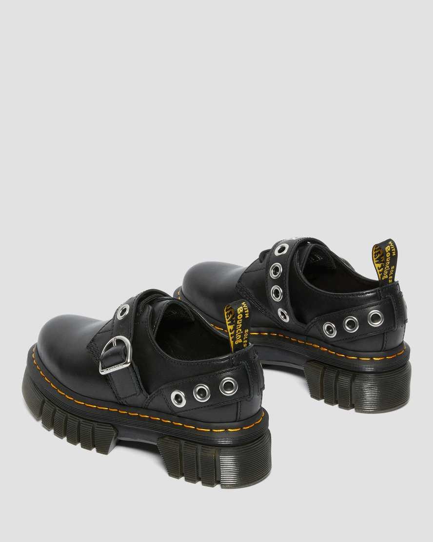 Dr Martens Audrick Hardware Leather Women's Platform Shoes Black Nappa Lux | IKAPOQ362