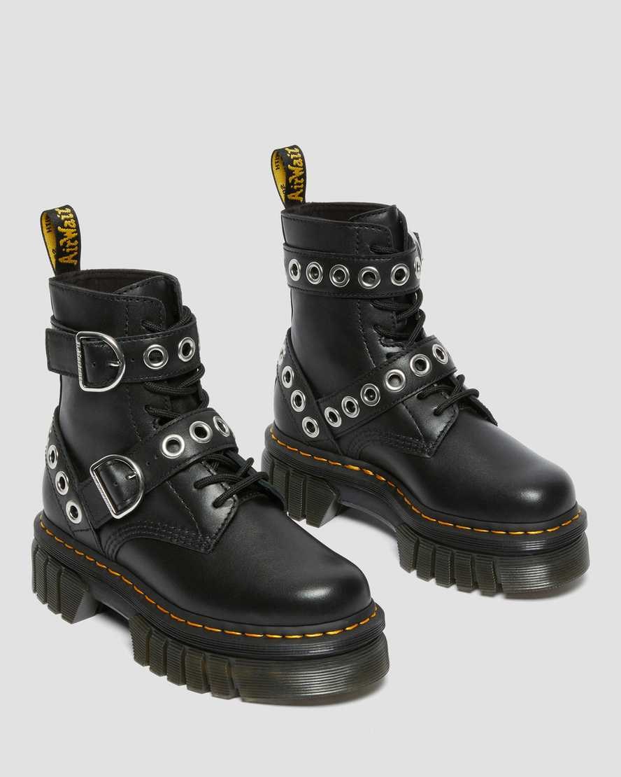 Dr Martens Audrick Hardware Leather Women's Lace Up Boots Black Nappa Lux | ZYTEPQ501