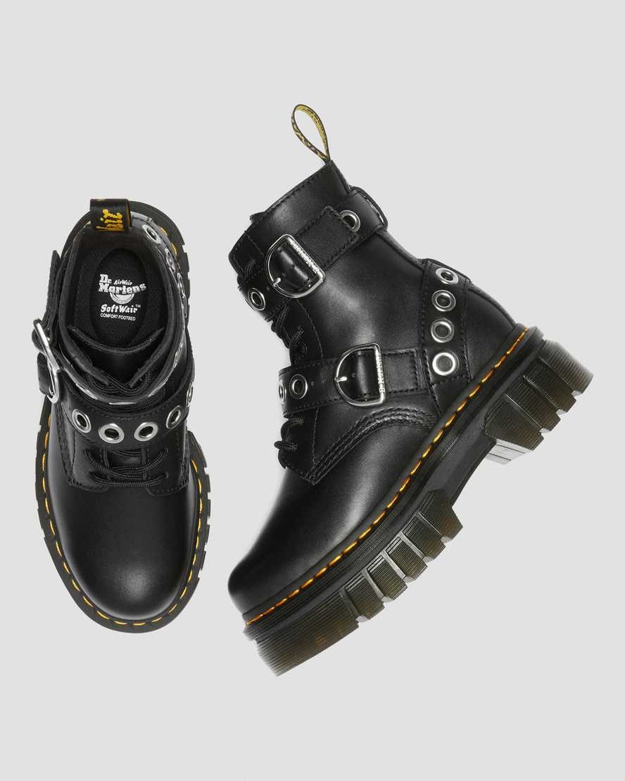 Dr Martens Audrick Hardware Leather Women's Lace Up Boots Black Nappa Lux | ZYTEPQ501