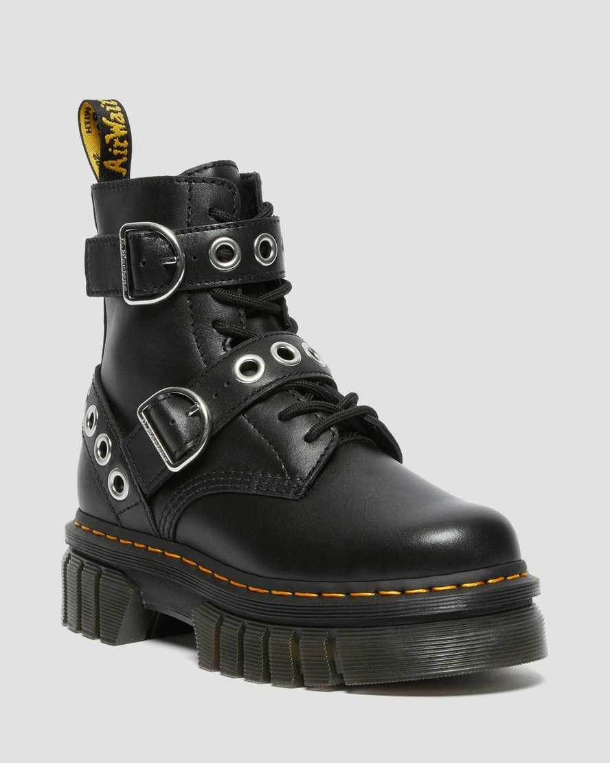 Dr Martens Audrick Hardware Leather Women's Lace Up Boots Black Nappa Lux | ZYTEPQ501