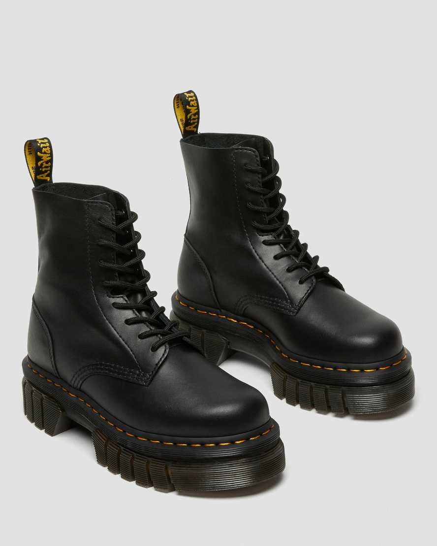 Dr Martens Audrick Nappa Leather Platform Women's Lace Up Boots Black Nappa Lux | FHGSWK132