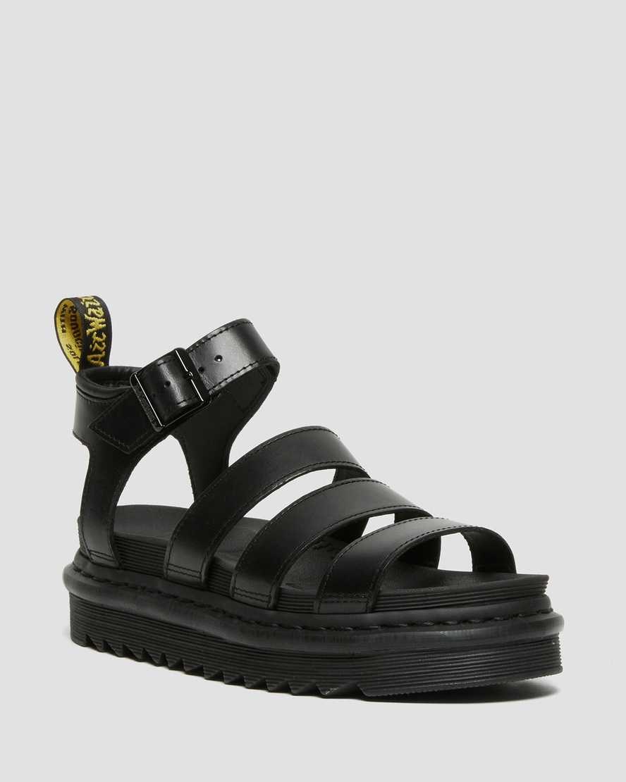 Dr Martens Blaire Brando Leather Women's Gladiator Sandals Black Brando | SJULYH172