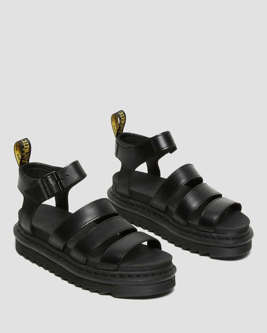 Dr Martens Blaire Brando Leather Women's Gladiator Sandals Black Brando | SJULYH172